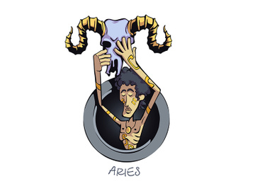 Aries zodiac sign man flat cartoon vector illustration preview picture
