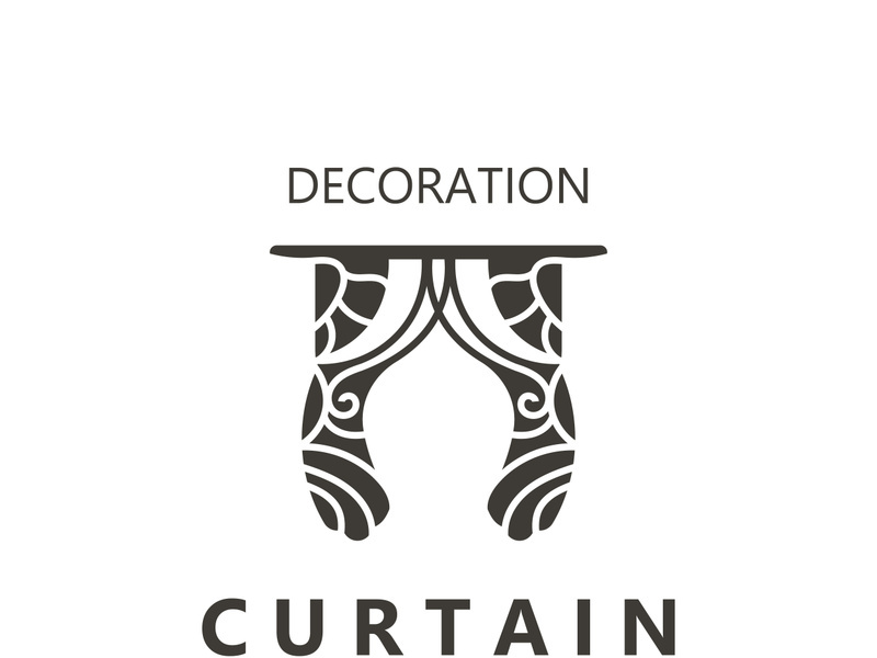 Curtain logo decoration style minimalist elegant vector design illustration