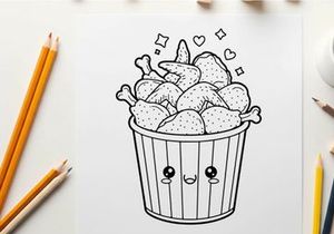 Cute popcorn bucket with faces and hearts vector illustration