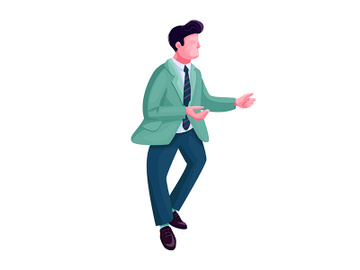 Man dancing twist flat color vector faceless character preview picture
