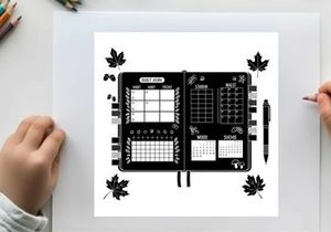 Silhouette of a planner with calendar and notes pages
