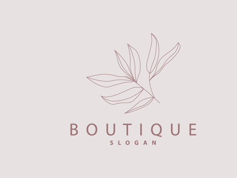 Leaf Line Logo, Beautiful Hand Drawn Design