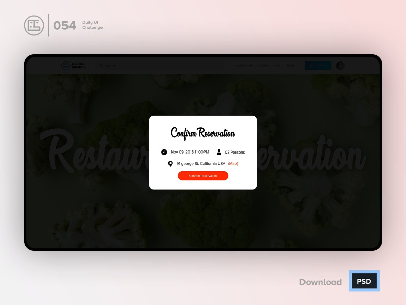 Confirm Reservation | Daily UI challenge - 054/100