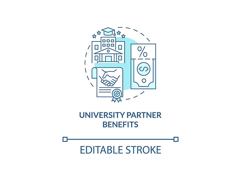 University partner benefits concept icon