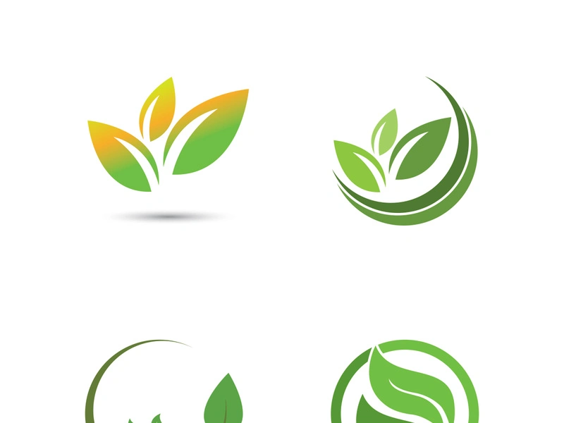 Logos of green tree leaf ecology nature element vector