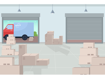 Logistic warehouse flat color vector illustration preview picture