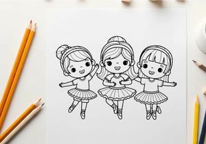 Three ballet dancers holding hands vector illustration