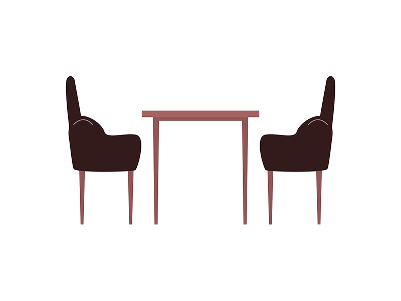 Table and chairs flat color vector object