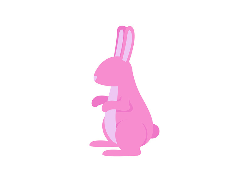Pink easter bunny semi flat color vector object