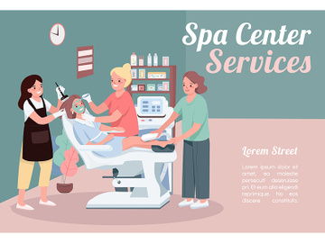 Spa center services banner flat vector template preview picture