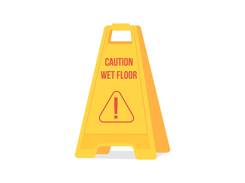Caution wet floor sign semi flat color vector object