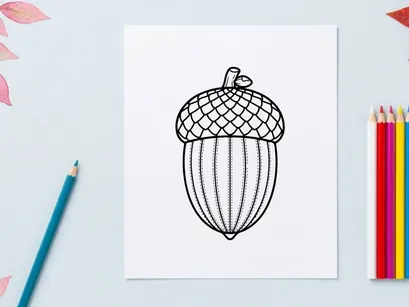 Cute acorn illustration for autumn and nature themes. Hand-drawn botanical design for seasonal projects.