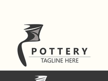 Pottery logo design handmade, creative traditional mug craft sign concept inspiration nature workshop