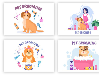 20 Pet Grooming for Dogs and Cats Illustration