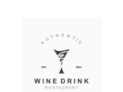 Wine drink Vintage logo label with glass or beer premium, bars, clubs, cafes company