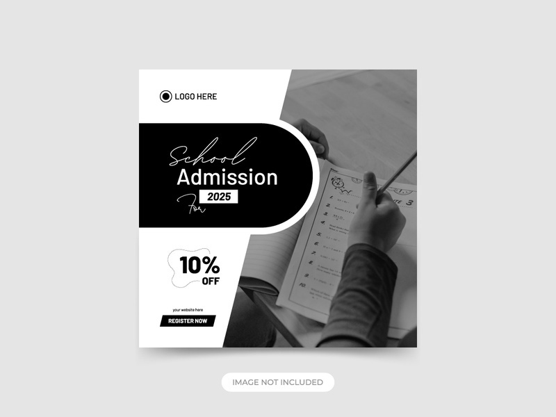 Black and white concept school social media post banner template