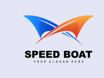 Speed Boat Logo, Fast Cargo Ship Vector, Sailboat, Design For Ship Manufacturing Company, Waterway Shipping, Marine Vehicles preview picture