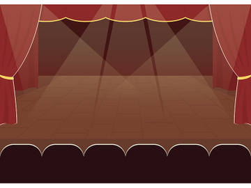 Empty stage flat color vector illustration preview picture