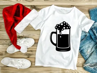 Beer mug with foam overflow isolated black white vector illustration