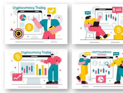 12 Cryptocurrency Trading and Blockchain Illustration