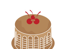 Sweet cake template logo design vector illustration of silhouette with cherries