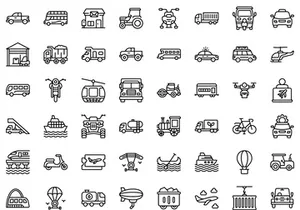 Pack of Transport Colored Line icons