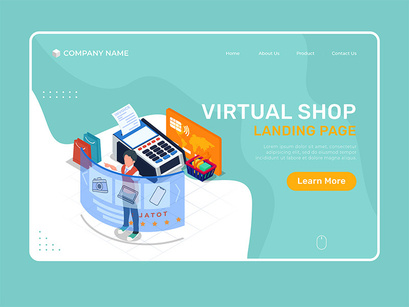 Virtual online shop - Landing Page Illustration template