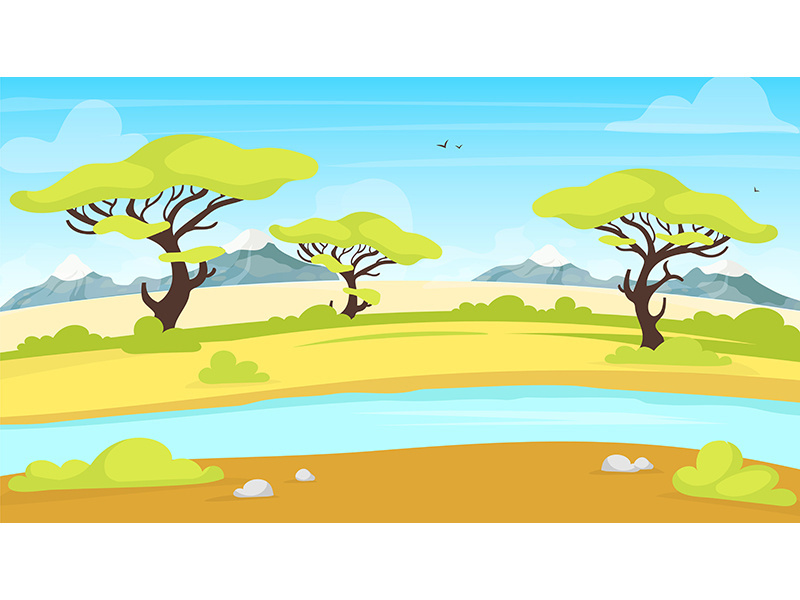 African landscape flat vector illustration