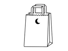 Minimalist shopping bag with crescent moon design. Simple paper tote for eco-friendly branding and nighttime retail promotions.