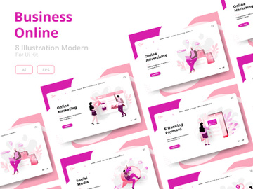 Business Online sets Illustration preview picture
