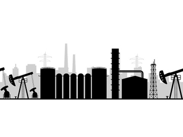 Oil manufacturing black silhouette seamless border preview picture
