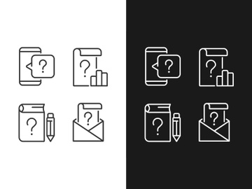 Questions in business and education linear icons set preview picture