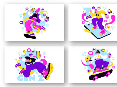 10 Gen Z Lifestyle Vector Illustration