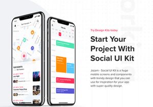 Jazam - Social mobile app UI Kit for SKETCH