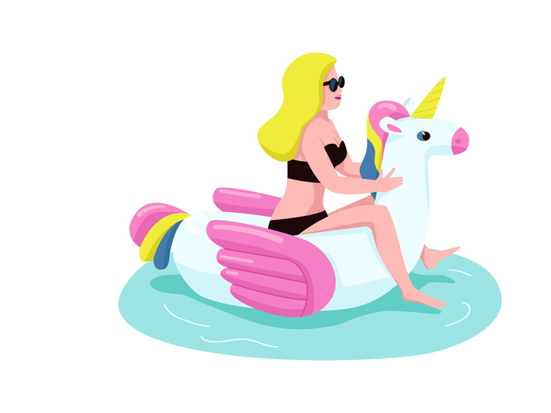 Woman in bikini flat color vector faceless character