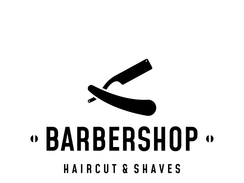 Barbershop logo in vintage style with the concept of scissors, razor and other tools.Logo for business, salon, label and barbershop.