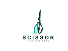 Scissors Logo Design, Barbershop Shaver Vector, Babershop Scissors Brand Illustration