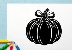 Silhueta de abóbora em preto e branco para decoração de Halloween ou outono