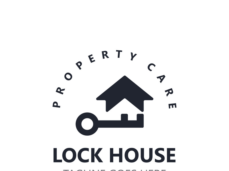 Lock House secure logo design, smart key home vector concept template