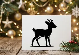 Siluet hitam rusa lucu terisolasi di latar belakang putih untuk desain Natal