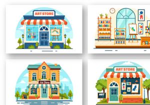 10 Art Store Vector Illustration