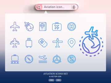 Aviation & travel airplane icon set preview picture
