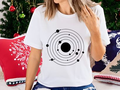 Solar System Illustration, Planets Orbiting Sun, Space Science Icon