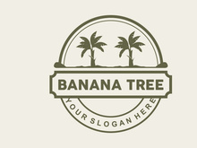 Banana Tree Logo, Banana Tree Simple Silhouette Design
