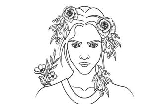 Line Art Flower Drawing Women
