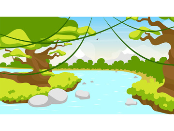 Jungle river flat vector illustration preview picture