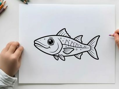 Cartoon tuna fish swimming vector illustration flat design