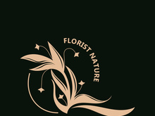 Florist logo beautiful floral leaf and flower vector art, icon graphic decoration business wedding template