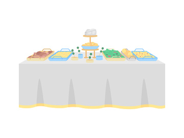 Buffet table for wedding reception flat color vector object preview picture
