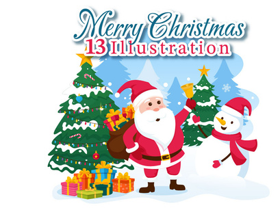 13 Merry Christmas Vector Illustration